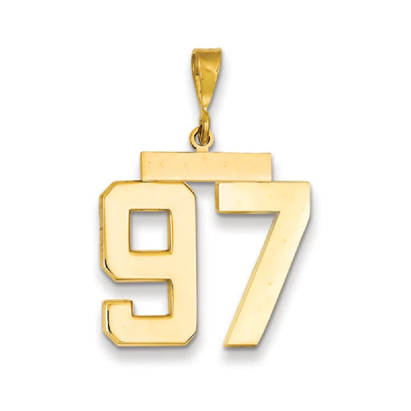 14k Yellow Gold, Athletic Collection, Large Polished Number 97 Pendant