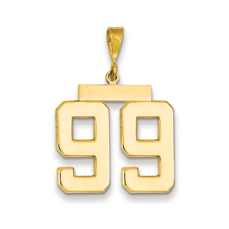 14k Yellow Gold, Athletic Collection, Large Polished Number 99 Pendant