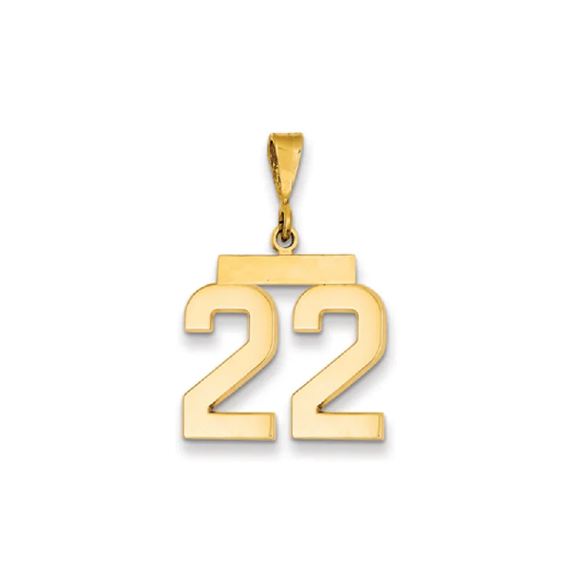 Buy More, Save More On Stunning Jewelry Designs 14k Yellow Gold, Athletic Collection Medium Polished Number 22 Pendant