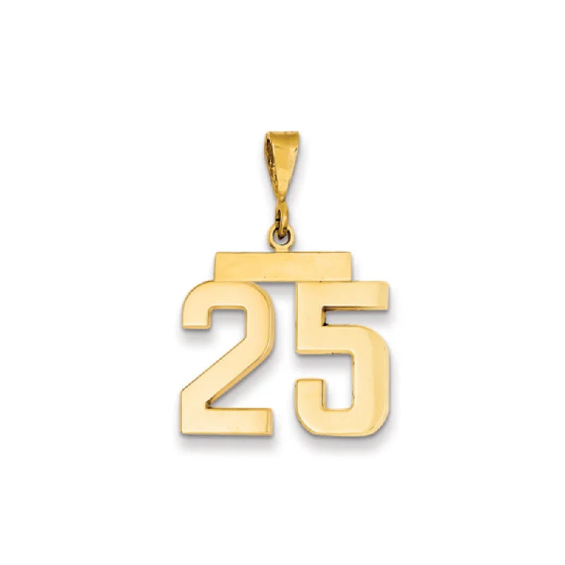 Limited-Time Offer On Elegant Jewelry Pieces 14k Yellow Gold, Athletic Collection Medium Polished Number 25 Pendant