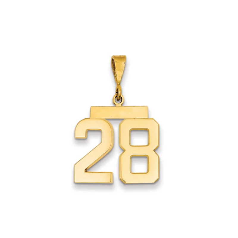 Personalized Jewelry Sale – Meaningful Gifts At Great Prices 14k Yellow Gold, Athletic Collection Medium Polished Number 28 Pendant