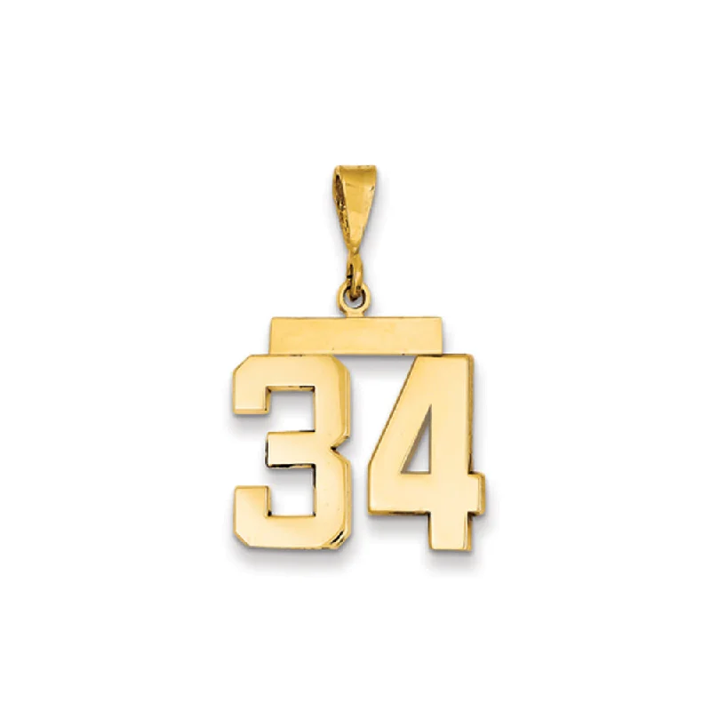 Personalized Jewelry Sale – Meaningful Gifts At Great Prices 14k Yellow Gold, Athletic Collection Medium Polished Number 34 Pendant