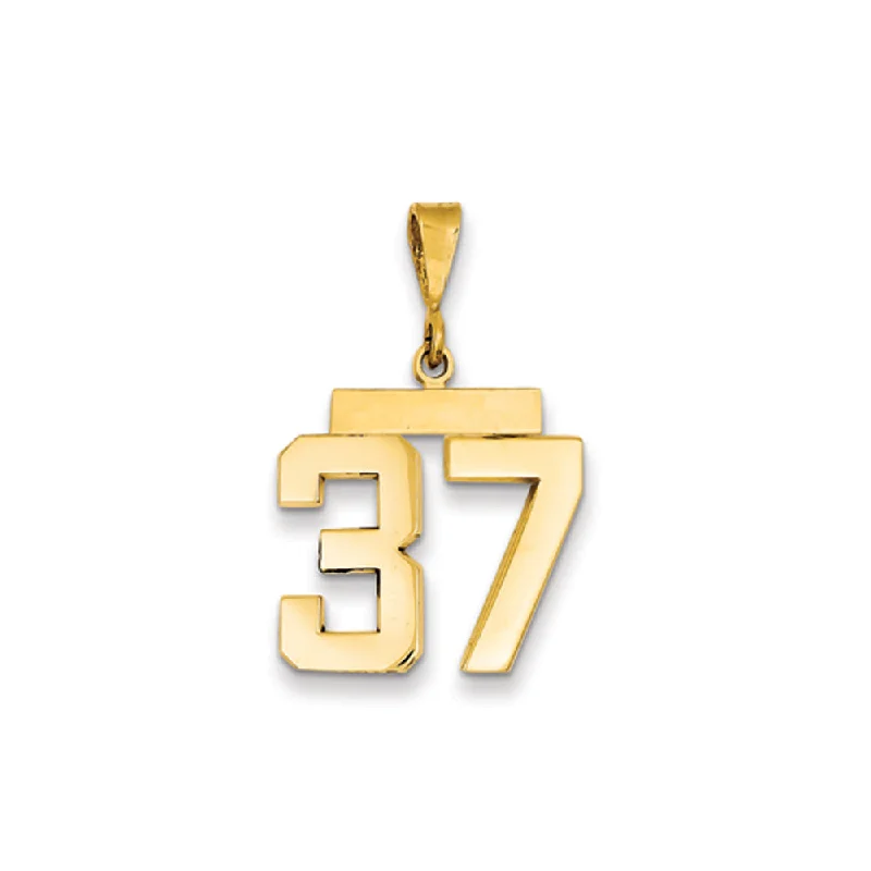 Chic And Stylish Jewelry At Exclusive Prices 14k Yellow Gold, Athletic Collection Medium Polished Number 37 Pendant