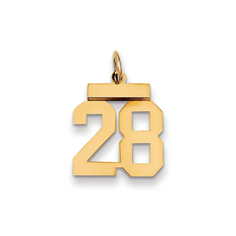 14k Yellow Gold, Athletic Collection, Small Polished Number 28 Pendant