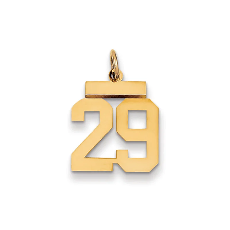 14k Yellow Gold, Athletic Collection, Small Polished Number 29 Pendant