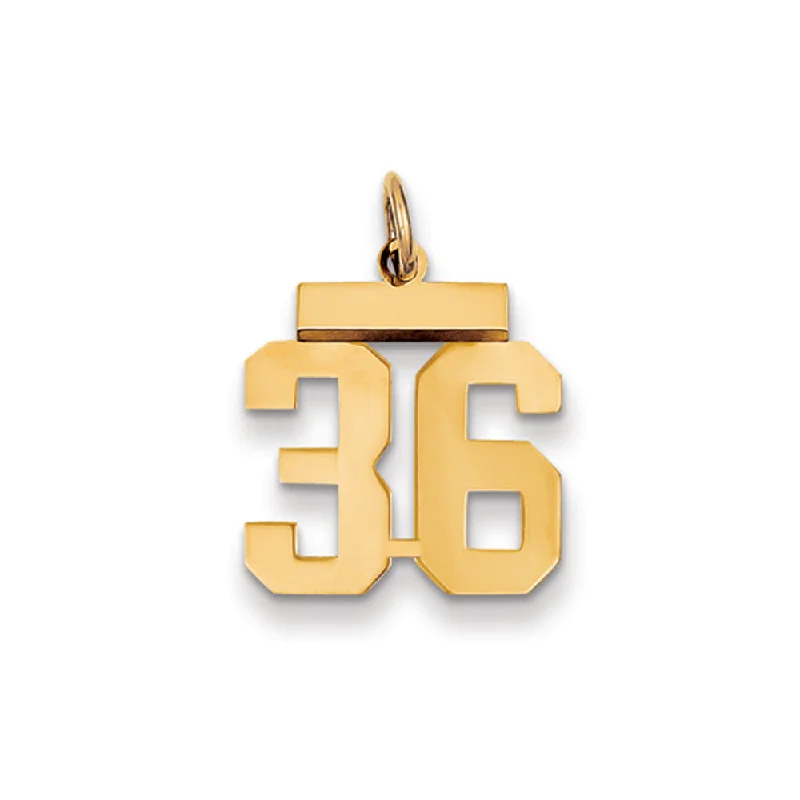 14k Yellow Gold, Athletic Collection, Small Polished Number 36 Pendant