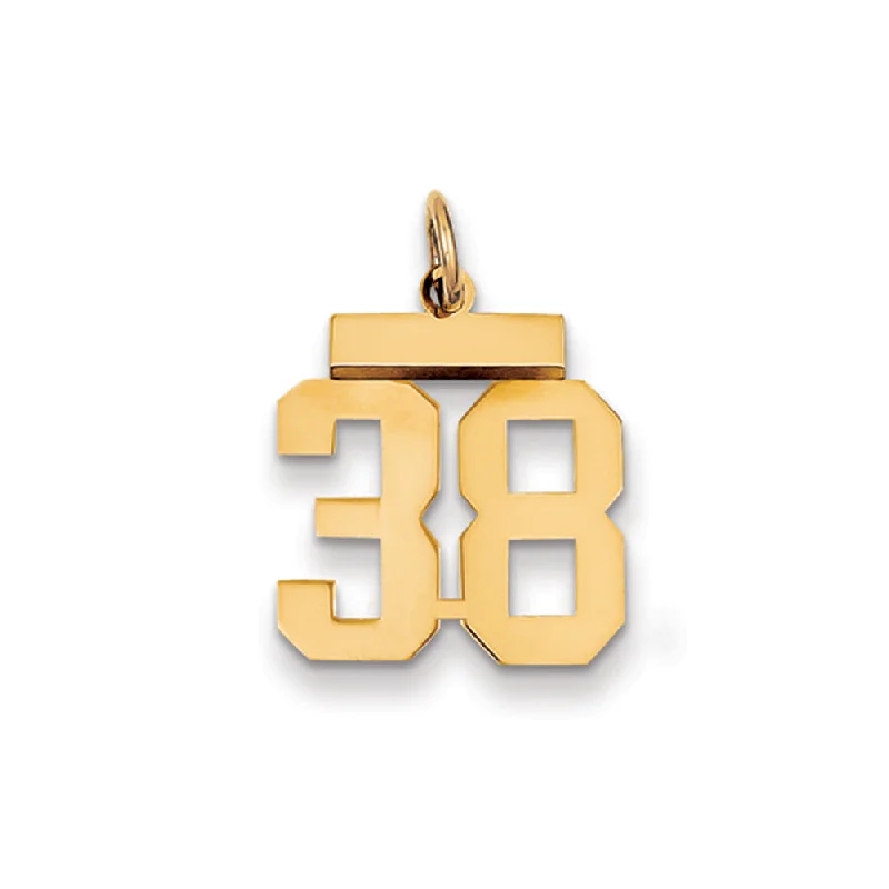 14k Yellow Gold, Athletic Collection, Small Polished Number 38 Pendant