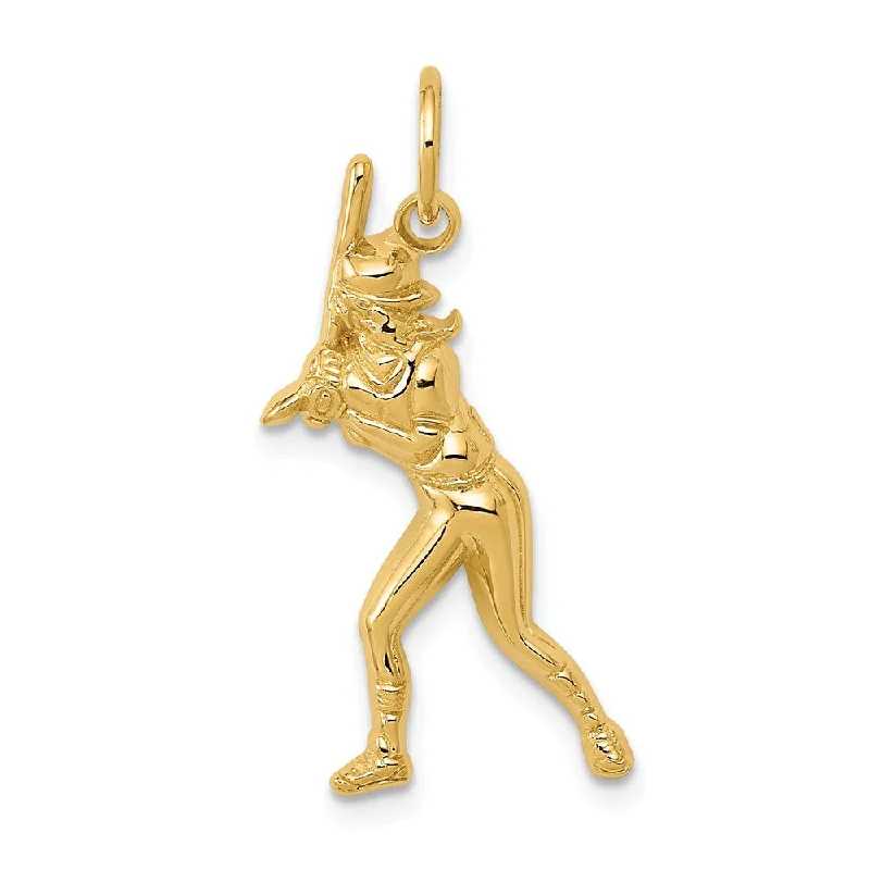 Premium Diamond Jewelry At Once-In-A-Lifetime Discounts 14k Yellow Gold Female Baseball Batter Pendant
