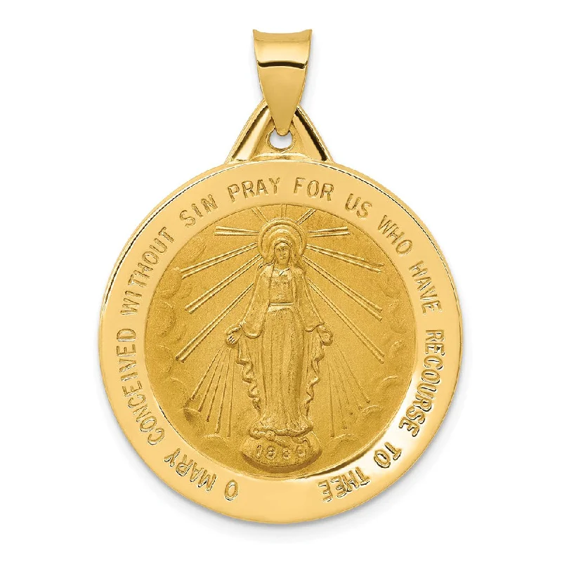 Bestselling Jewelry At Special Promotional Rates 14k Yellow Gold Hollow Round Miraculous Medal Pendant, 25mm (1 Inch)