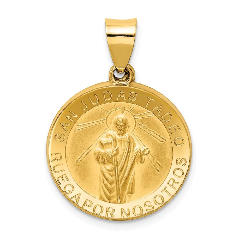 Fashion-Forward Jewelry At Incredible Prices 14k Yellow Gold Hollow San Judas Tadeo Medal Pendant, 19mm (3/4 Inch)