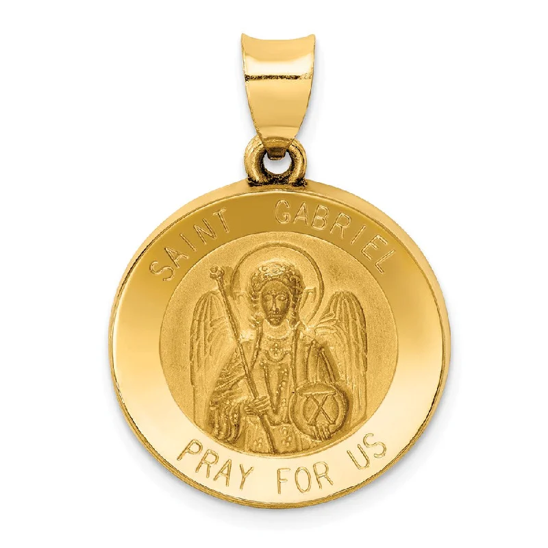 14k Yellow Gold Hollow St. Gabriel Medal Pendant, 19mm (3/4 Inch)