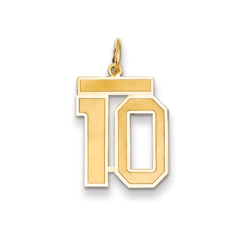 Personalized Jewelry Sale – Meaningful Gifts At Great Prices 14k Yellow Gold, Jersey Collection, Medium Number 10 Pendant