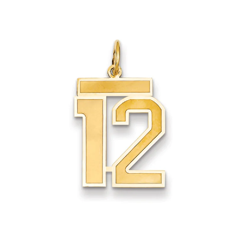 Exclusive Jewelry Sale – Shine For Less 14k Yellow Gold, Jersey Collection, Medium Number 12 Pendant