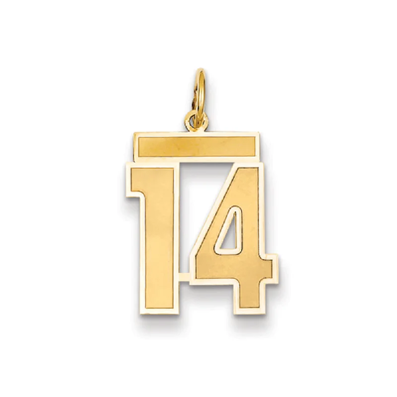 Seasonal Jewelry Deals – Elevate Your Style 14k Yellow Gold, Jersey Collection, Medium Number 14 Pendant