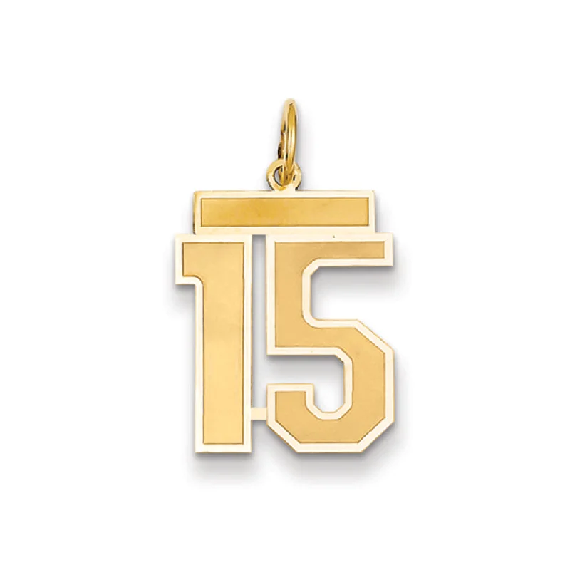 Trending Jewelry Styles Now At Limited-Time Discounts 14k Yellow Gold, Jersey Collection, Medium Number 15 Pendant