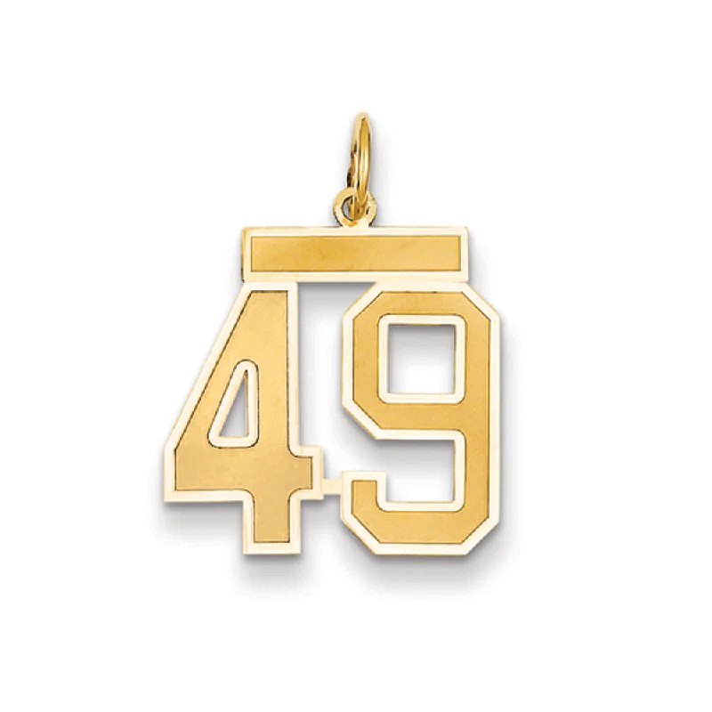 14k Yellow Gold, Jersey Collection, Medium Number 49 Pendant