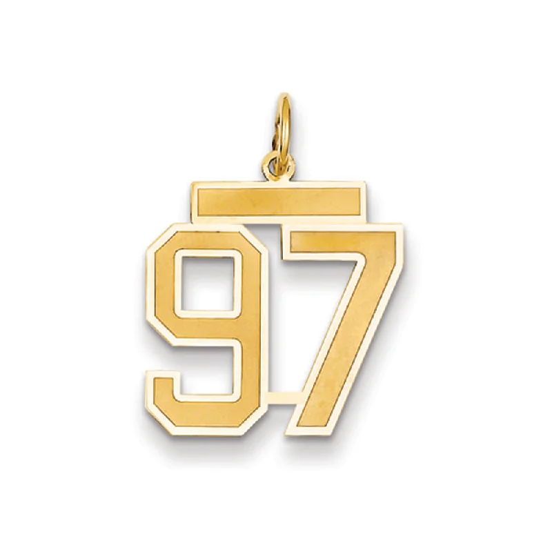 14k Yellow Gold, Jersey Collection, Medium Number 97 Pendant