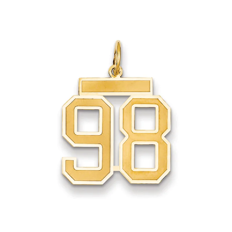 14k Yellow Gold, Jersey Collection, Medium Number 98 Pendant