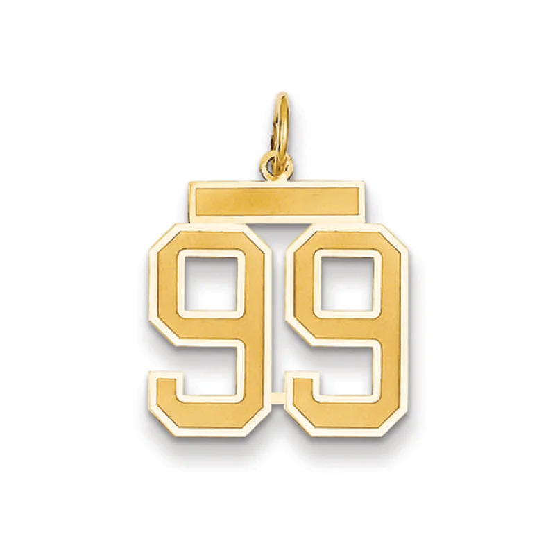 14k Yellow Gold, Jersey Collection, Medium Number 99 Pendant