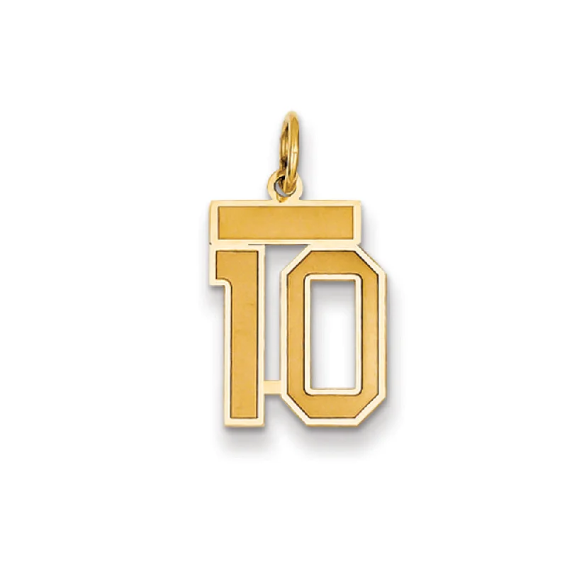 14k Yellow Gold, Jersey Collection, Small Number 10 Pendant