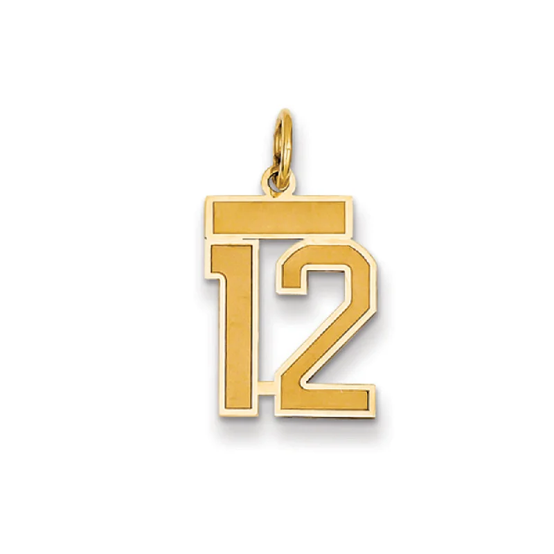 14k Yellow Gold, Jersey Collection, Small Number 12 Pendant