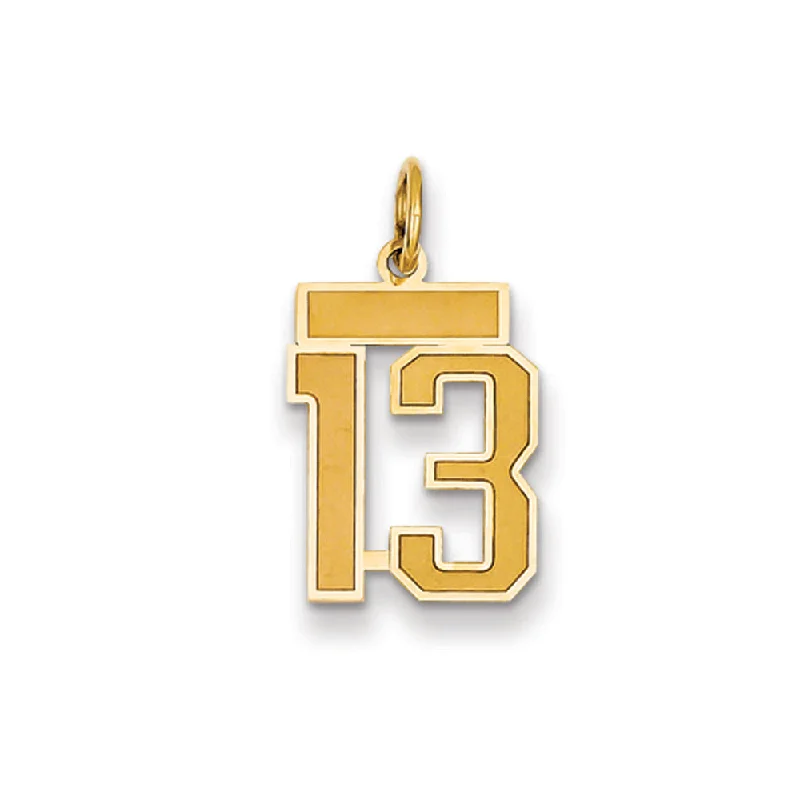 14k Yellow Gold, Jersey Collection, Small Number 13 Pendant