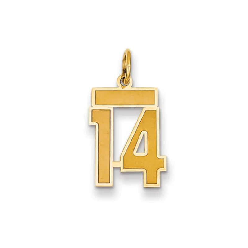 14k Yellow Gold, Jersey Collection, Small Number 14 Pendant