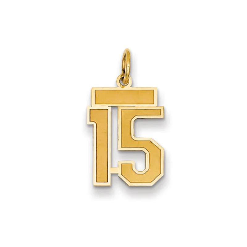 14k Yellow Gold, Jersey Collection, Small Number 15 Pendant