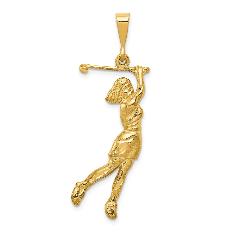 Clearance Sale On High-End Jewelry Collections 14k Yellow Gold Large Female Golfer Pendant