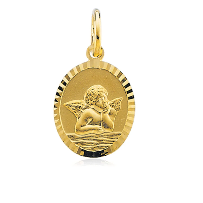 Handcrafted Jewelry Sale – Unique Designs At Low Prices 14k Yellow Gold Oval Angel Pendant, 12 x 14mm