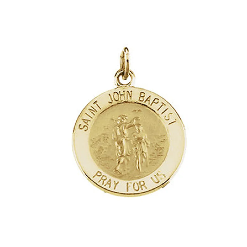 14k Yellow Gold, Saint John the Baptist Medal Charm or Pendant, 15mm