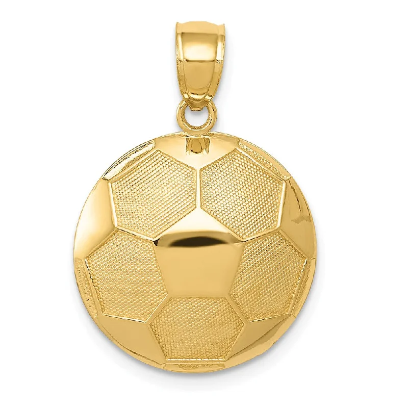 Best Jewelry Deals – Shop Premium Pieces At Great Prices 14k Yellow Gold Satin and Polished Soccer Ball Pendant, 17mm