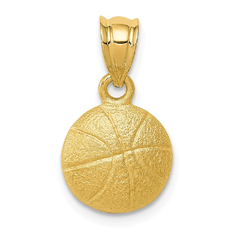 Luxury Jewelry At Unbeatable Discounts 14k Yellow Gold Satin Basketball Pendant, 10mm