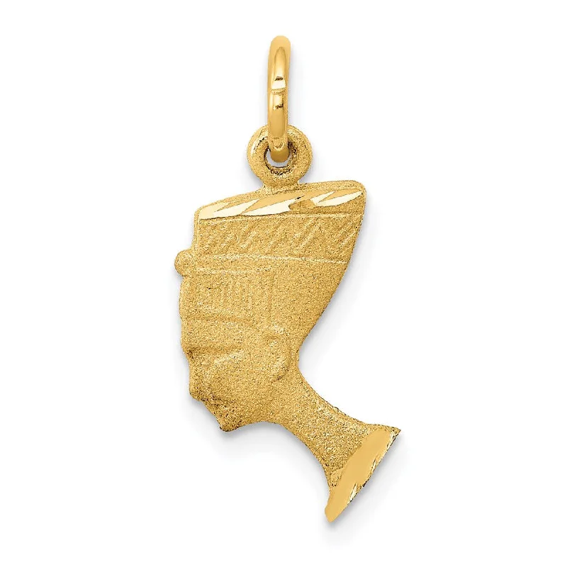 14k Yellow Gold Satin Egyptian Nefertiti Charm Pendant