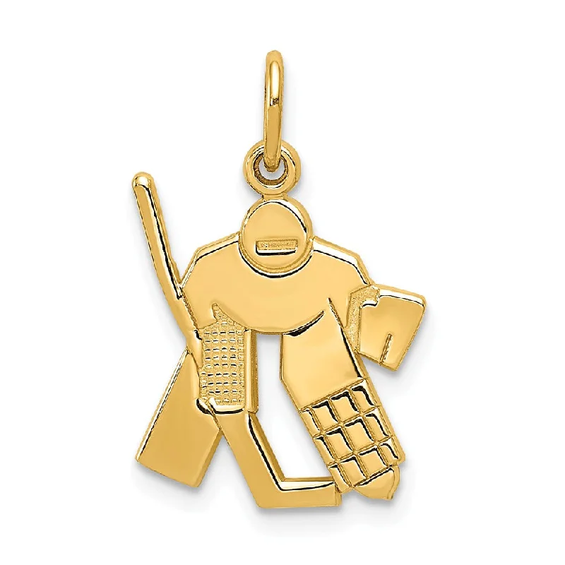 Limited-Time Offer On Elegant Jewelry Pieces 14k Yellow Gold Satin Hockey Goalie Charm