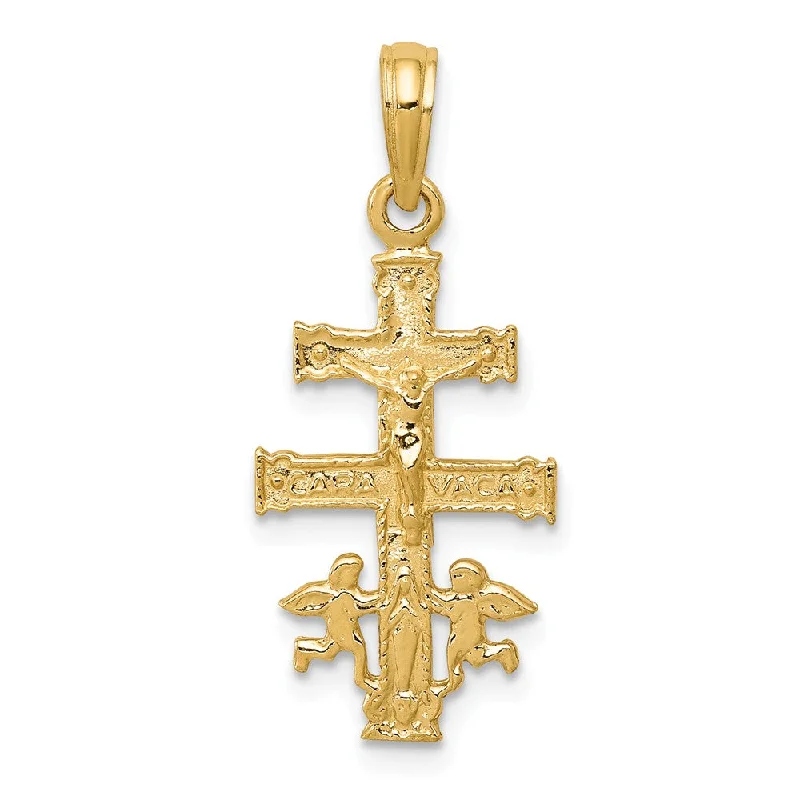 Handcrafted Jewelry Sale – Unique Designs At Low Prices 14k Yellow Gold Small Caravaca Crucifix Cross Pendant, 11 x 26mm