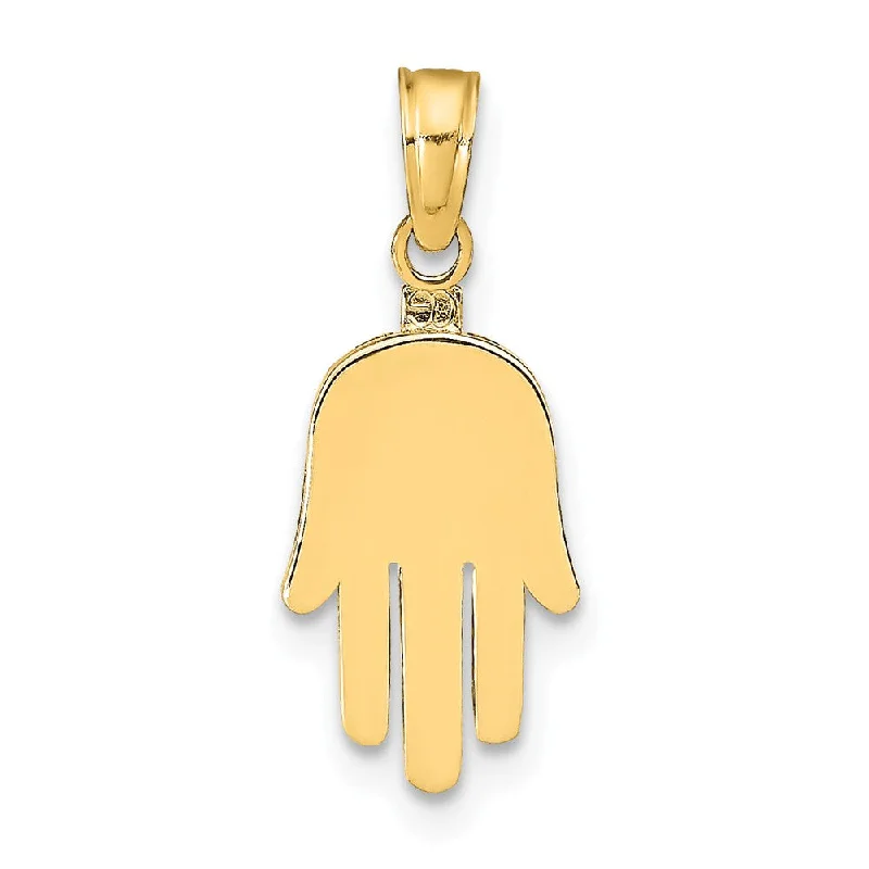 14k Yellow Gold Small Solid Hamsa Pendant