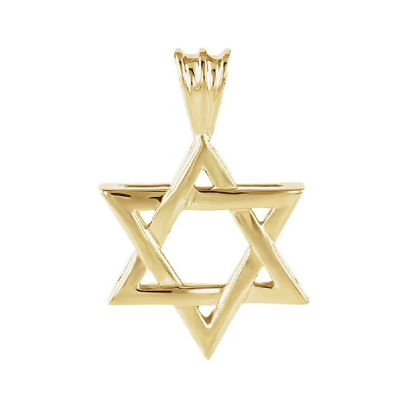 14k Yellow Gold Star of David Pendant, 15mm