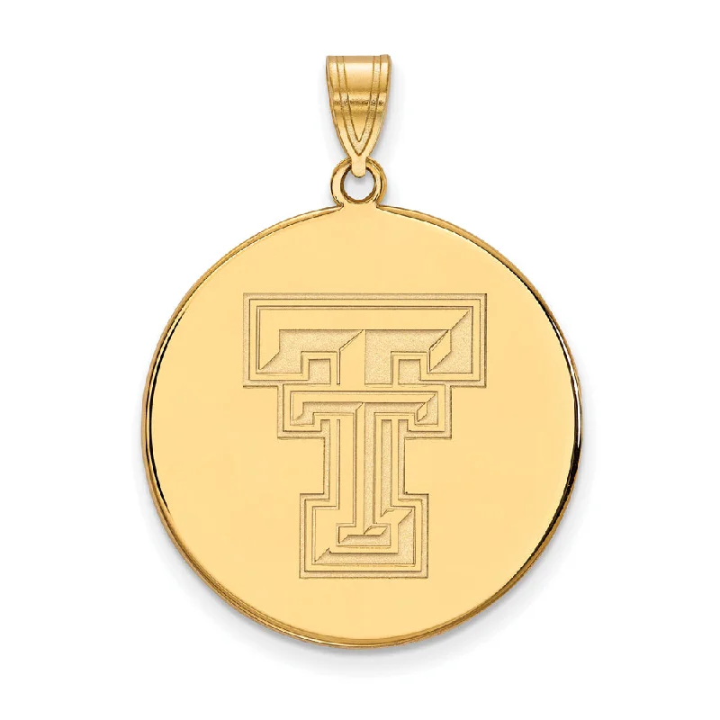 14k Yellow Gold Texas Tech U. XL 'TT' Disc Pendant