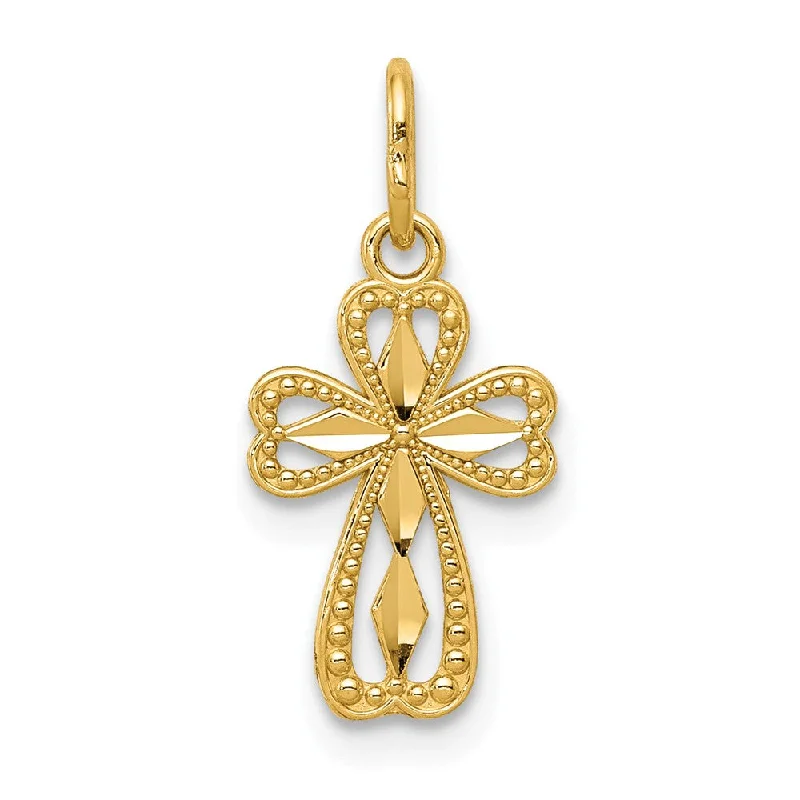 Flash Sale On Stunning Jewelry – Don't Miss Out 14k Yellow Gold Tiny Heart Cross Charm or Pendant, 8 x 18mm