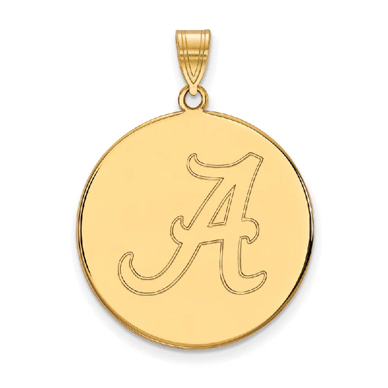 14k Yellow Gold U. of Alabama XL Initial A Disc Pendant