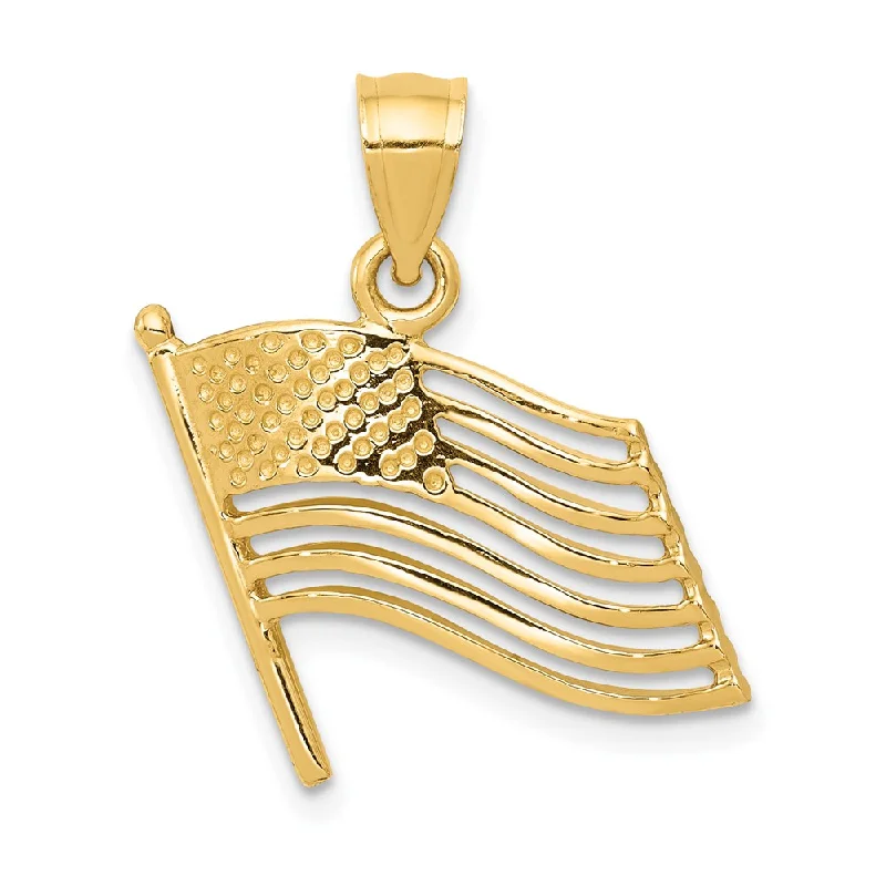Elegant Jewelry, Exclusive Prices – Shop Now 14k Yellow Gold Waving American Flag Pendant