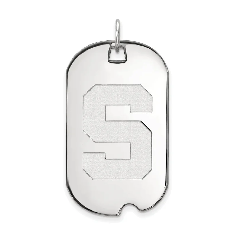 Bohemian-Inspired Jewelry For Free-Spirited Fashion 10k White Gold Michigan State Large Initial S Dog Tag Pendant