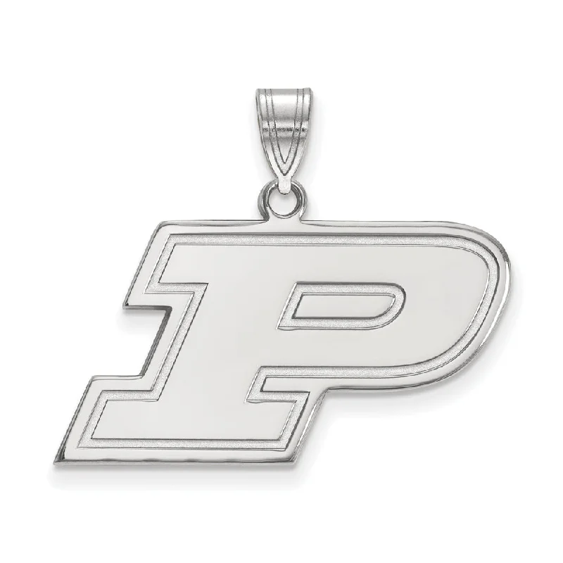 10k White Gold Purdue Medium Initial P Pendant