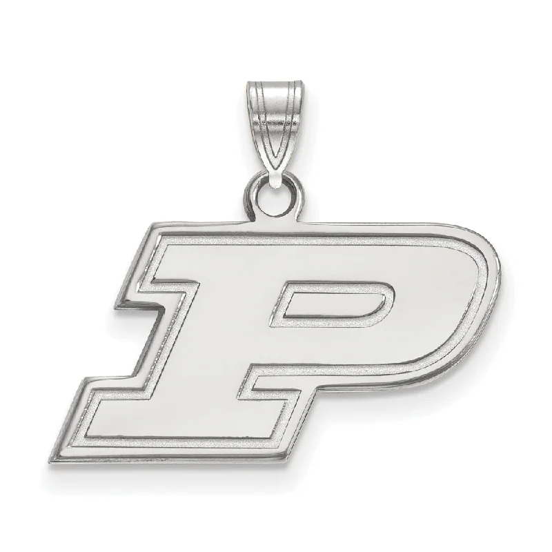 10k White Gold Purdue Small Initial P Pendant