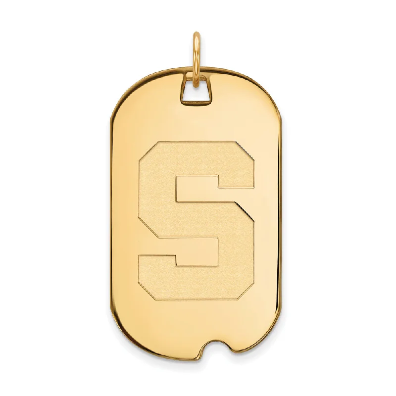 Limited-Stock Jewelry Clearance – Grab Your Favorites Now 10k Yellow Gold Michigan State Large Initial S Dog Tag Pendant