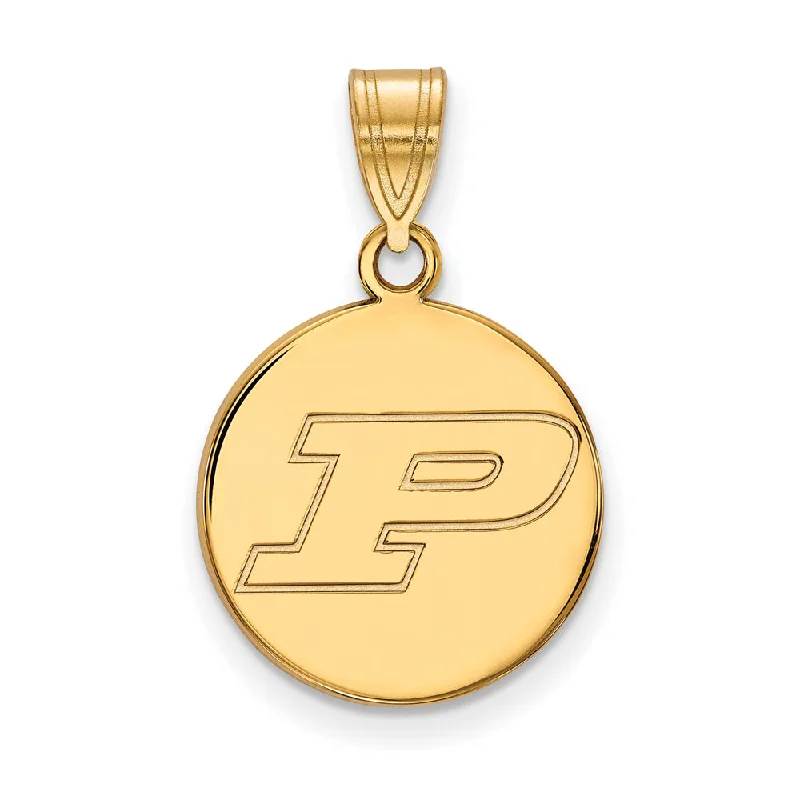 10k Yellow Gold Purdue Medium Initial P Disc Pendant