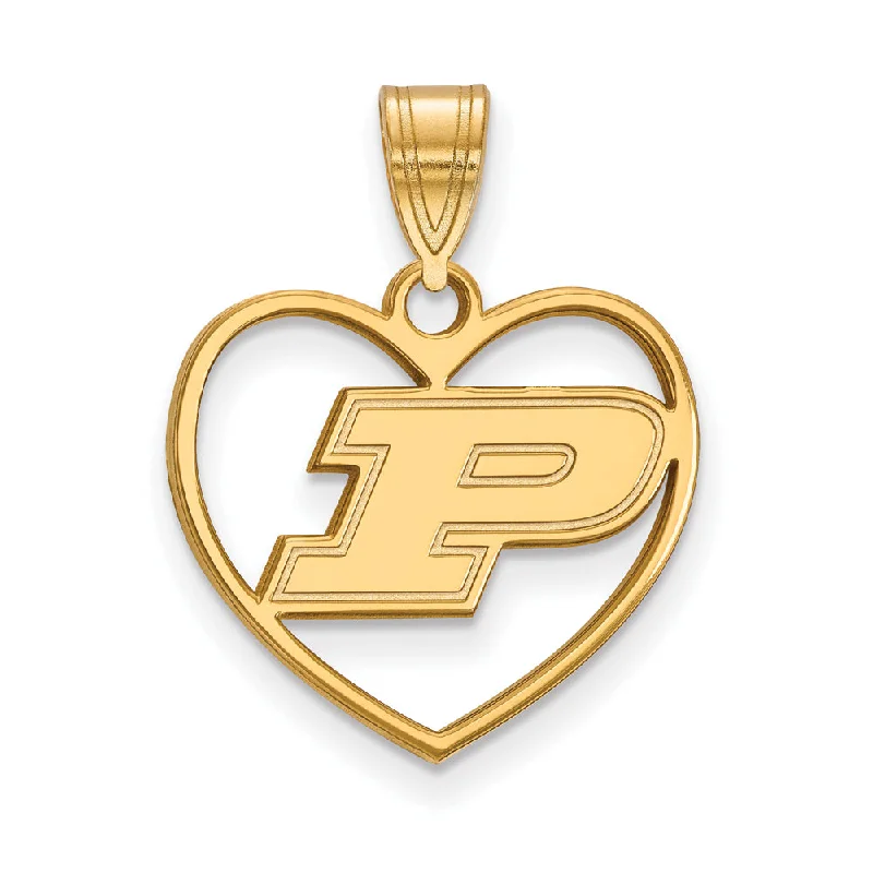 14k Gold Plated Silver Purdue Initial P Heart Pendant