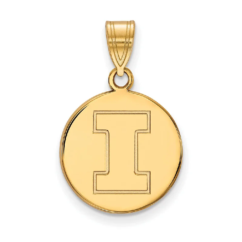 Flash Sale On Stunning Jewelry – Don't Miss Out 14k Gold Plated Silver U. of Illinois Medium Initial I Disc Pendant