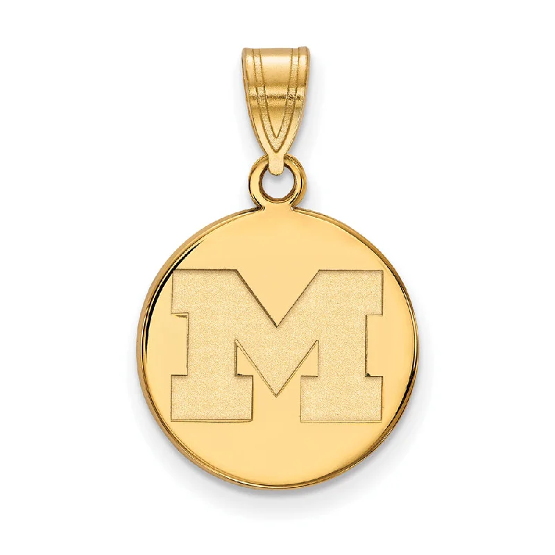 Big Discounts On Elegant Jewelry Collections 14k Gold Plated Silver U. of Michigan Medium Initial M Disc Pendant